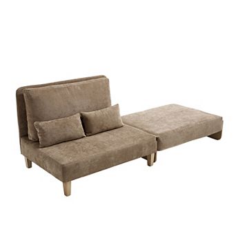 Merax Convertible Sofa Bed with 3 Pillows & Removable Side Pocket Sleeper Chair