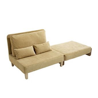 Merax Convertible Sofa Bed with 3 Pillows & Removable Side Pocket Sleeper Chair