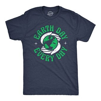 Mens Earth Day Every Day T Shirt Funny Saying Retro Planet Graphic Novelty Tee for Guys