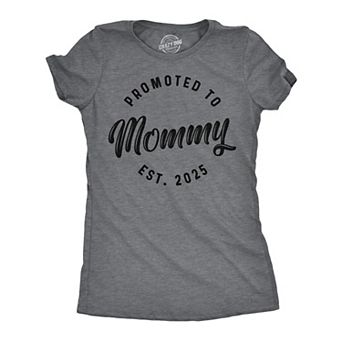 Womens Funny T Shirts Promoted to Mommy 2025 Sarcastic Pregnancy New Baby Graphic Tee for Ladies