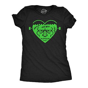 Womens Funny T Shirts Frankenstein Heart Sarcastic Halloween Graphic Tee for Ladies