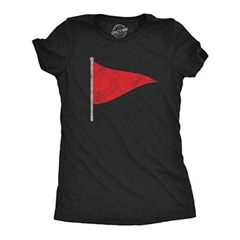Womens Red Flag T Shirt Funny Sarcastic Warning Sign Tee for Ladies