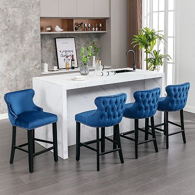 Merax Contemporary Velvet Upholstered Wing Back Barstools