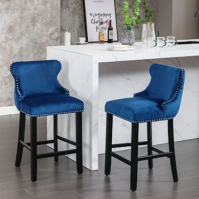 Merax Contemporary Velvet Upholstered Wing Back Barstools