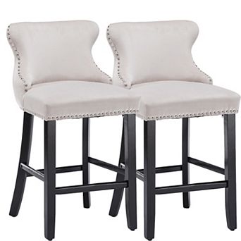 Merax Contemporary Velvet Upholstered Wing Back Barstools