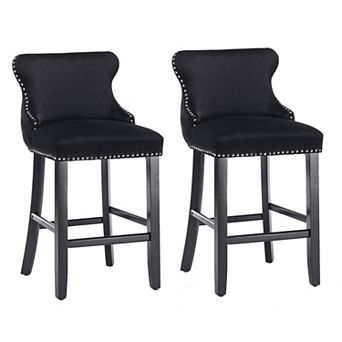 Merax Contemporary Velvet Upholstered Wing Back Barstools