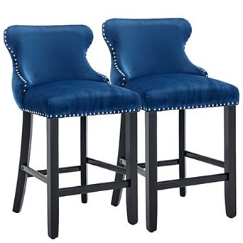 Merax Contemporary Velvet Upholstered Wing Back Barstools