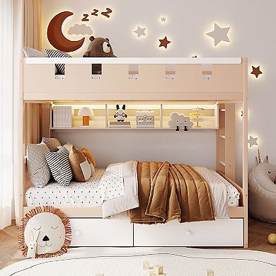 Merax Castle Style Bunk Bed with 2 Drawers