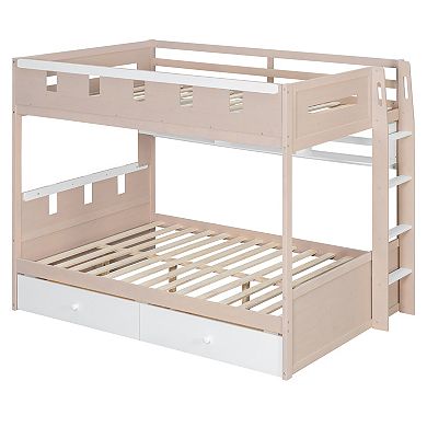 Merax Castle Style Bunk Bed with 2 Drawers
