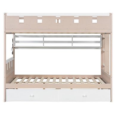 Merax Castle Style Bunk Bed with 2 Drawers