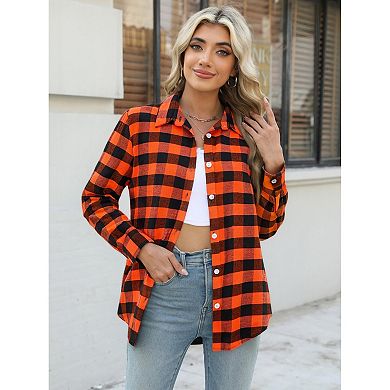 Zeagoo Women's Plaid Flannel Button Down Shirts Long Sleeve Casual Fall Fashion Tops