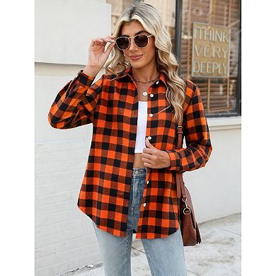 Zeagoo Women's Plaid Flannel Button Down Shirts Long Sleeve Casual Fall Fashion Tops