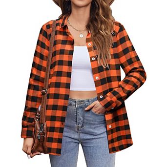 Zeagoo Women's Plaid Flannel Button Down Shirts Long Sleeve Casual Fall Fashion Tops