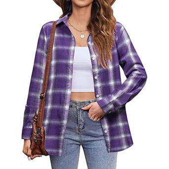 Zeagoo Women's Plaid Flannel Button Down Shirts Long Sleeve Casual Fall Fashion Tops