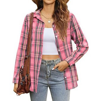Zeagoo Women's Plaid Flannel Button Down Shirts Long Sleeve Casual Fall Fashion Tops