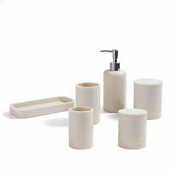 Soap Dispenser and Toothbrush Holder Set 6 pc Bathroom Kit