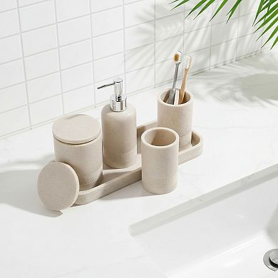 Soap Dispenser and Toothbrush Holder Set 6 Piece Bathroom Kit