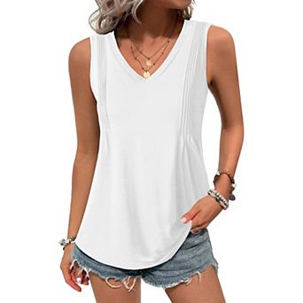 Zeagoo Women's Flowy V Neck Sleeveless Tank Tops Casual Basic Cami Shirts