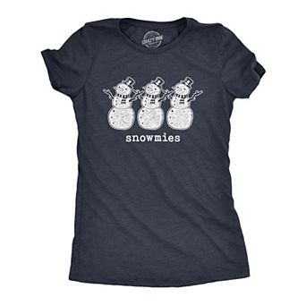 Womens Snowmies T Shirt Funny Snowmen Homies Friends Winter Season Graphic Tee