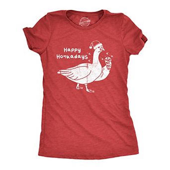 Womens Happy Honkadays T Shirt Funny Xmas Party Goose Joke Tee for Ladies