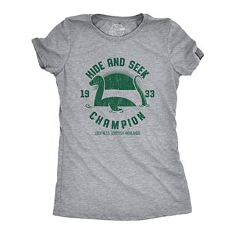 Womens Hide and Seek Champion Loch Ness Monster T Shirt Funny Sea Creature Graphic Tee