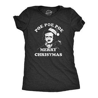 Womens Poe Poe Poe Merry Christmas T Shirt Funny Edgar Allan Poe Book Lover Tee