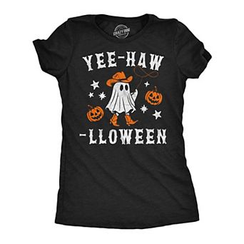 Womens Funny T Shirts Yee Hawlloween Sarcastic Western Halloween Graphic Novelty Tee For Ladies