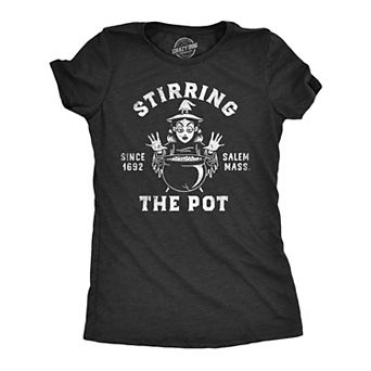 Womens Stirring The Pot T Shirt Funny Halloween Witch Spell Casting Joke Tee for Ladies
