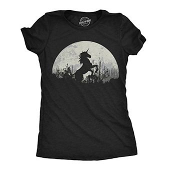 Womens Funny T Shirts Moon Unicorn Fantasy Graphic Tee for Ladies