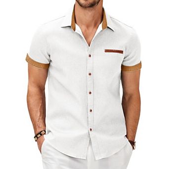 COOFANDY Short Sleeved Shirts Men Casual Button Down Dress Shirt Denim Work Shirts