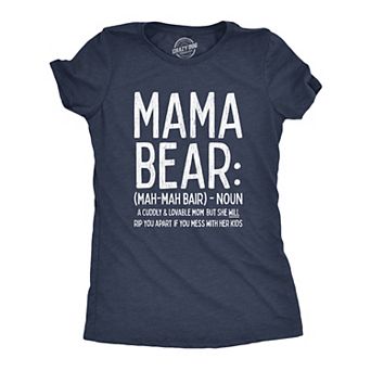 Womens Mama Bear Definition T Shirt Funny Mothers Day Gift Best Mom Novelty Tee