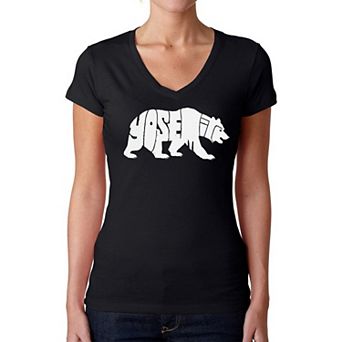 Yosemite Bear - Women's Word Art V-Neck T-Shirt