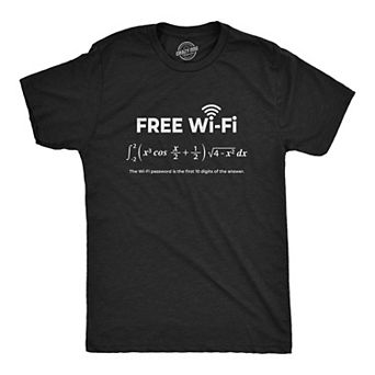 Mens Free WiFi T Shirt Funny Nerdy Math Equation Graphic Novelty Tee