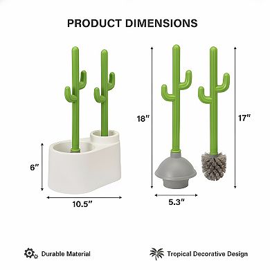 Cactus Toilet Plunger and Brush Set for Bathroom Cleaning