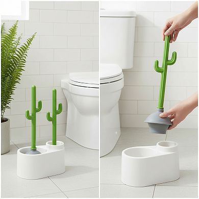 Cactus Toilet Plunger and Brush Set for Bathroom Cleaning
