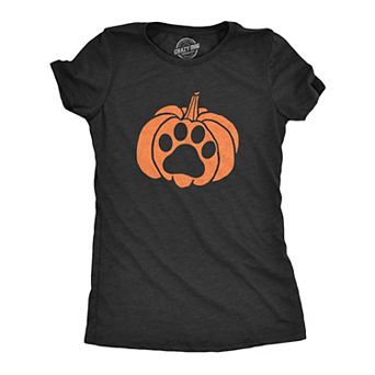 Womens Pumpkin Paw T Shirt Funny Halloween Jack-O-Lantern Pet Puppy Animal Lover Novelty Tee