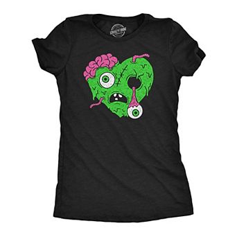 Womens Funny T Shirts Zombie Heart Sarcastic Halloween Graphic Novelty Tee for Ladies