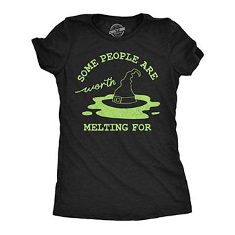 Womens Some People are Worth Melting for T Shirt Funny Halloween Shirt Witchy Tee for Ladies