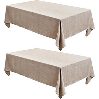 Tablecloths Rectangle 60 x 84 Inch - 2 Pack Neutral Table Clothes for 4-6 Foot Tables, Wrinkle-Proof