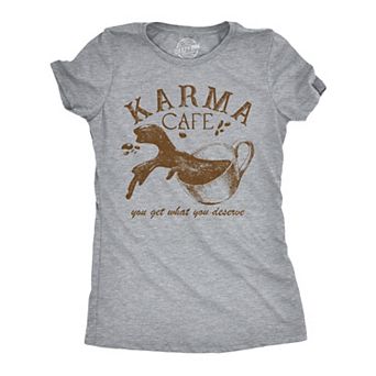 Womens Funny T Shirts Karma Cafe Sarcastic Coffee Graphic Tee for Ladies