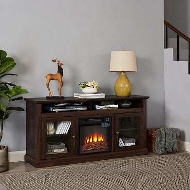 Merax Electric Fireplace TV Stand for TVs up to 65'', Classic American Style Media Console