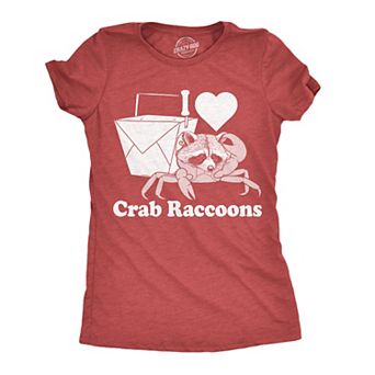 Womens Funny T Shirts I Heart Crab Raccoons Sarcastic Animal Novelty Tee for Ladies