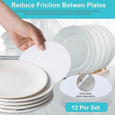 Great Ambitions Quilted Hard-Shell Dish Storage with 24 Felt Dividers, 2-Pack, 12x12x8in