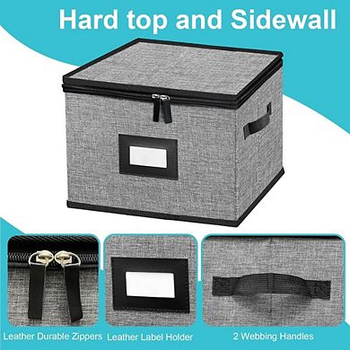 Great Ambitions Quilted Hard-Shell Dish Storage with 24 Felt Dividers, 2-Pack, 12x12x8in