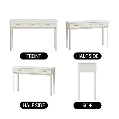 Merax Cream White Vanity Desk with 3 Drawers, Modern Makeup Table or Writing Desk