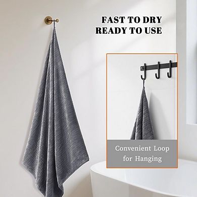 Great Ambitions 4-Pack Extra Large Bath Towels 35x70", Soft Microfiber, Quick-Dry & Absorbent Grey
