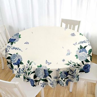 Round Tablecloth, Summer Tablecloths WaterproofWrinkle Free, Indoor and Outdoor Table 60"