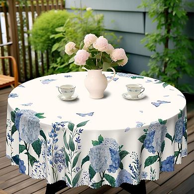Round Tablecloth, Summer Tablecloths WaterproofWrinkle Free, Indoor and Outdoor Table 60"