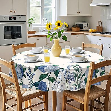 Round Tablecloth, Summer Tablecloths WaterproofWrinkle Free, Indoor and Outdoor Table 60"