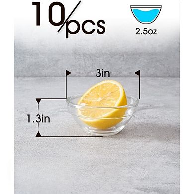 Great Ambitions10-Pack Mini Glass Bowls, 3" 2.5oz, Stackable Prep Bowls for Spices, Sauces